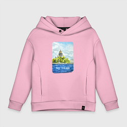 Толстовка оверсайз детская Акварель Исаакиевский Собор с надписью Питер - это, цвет: светло-розовый