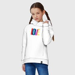 Толстовка оверсайз детская Наложенный love, цвет: белый — фото 2