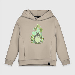 Толстовка оверсайз детская Green Totoro, цвет: миндальный