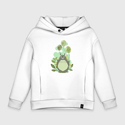 Толстовка оверсайз детская Green Totoro, цвет: белый