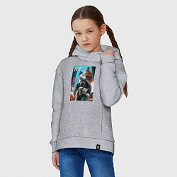 Толстовка оверсайз детская Cool hare with a skateboard - ai art, цвет: меланж — фото 2