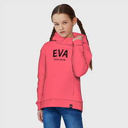 Толстовка оверсайз детская Eva never alone - motto, цвет: коралловый — фото 2