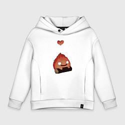 Толстовка оверсайз детская Кальцифер сердце, цвет: белый