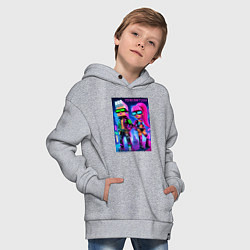 Толстовка оверсайз детская Barbie and Ken - Minecraft 2099 ai art collaborati, цвет: меланж — фото 2