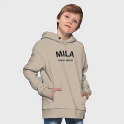 Толстовка оверсайз детская Mila never alone - motto, цвет: миндальный — фото 2