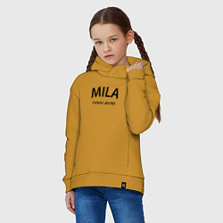 Толстовка оверсайз детская Mila never alone - motto, цвет: горчичный — фото 2