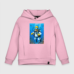 Толстовка оверсайз детская Homer diving - ai art, цвет: светло-розовый