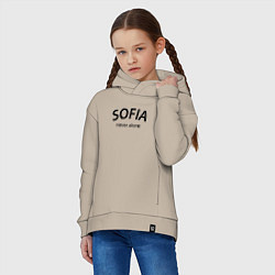 Толстовка оверсайз детская Sofia never alone - motto, цвет: миндальный — фото 2