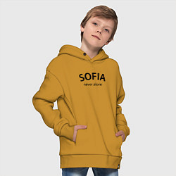 Толстовка оверсайз детская Sofia never alone - motto, цвет: горчичный — фото 2