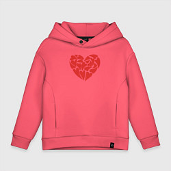Толстовка оверсайз детская Hearts of love, цвет: коралловый