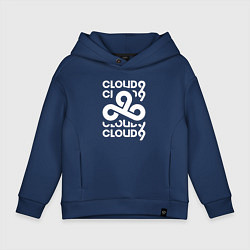 Толстовка оверсайз детская Cloud9 - in logo, цвет: тёмно-синий