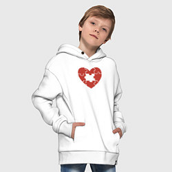 Толстовка оверсайз детская Puzzle heart, цвет: белый — фото 2