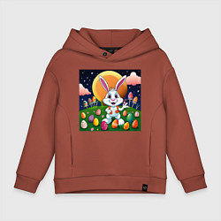 Толстовка оверсайз детская Кролик пришелец, цвет: кирпичный