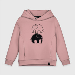 Толстовка оверсайз детская Cute elephants, цвет: пыльно-розовый