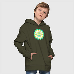 Толстовка оверсайз детская Мандала зеленых оттенков, цвет: хаки — фото 2