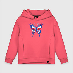 Толстовка оверсайз детская USA butterfly, цвет: коралловый