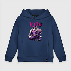 Толстовка оверсайз детская Джотаро Куджо - нейросеть, цвет: тёмно-синий