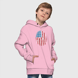 Толстовка оверсайз детская Отпечаток США, цвет: светло-розовый — фото 2