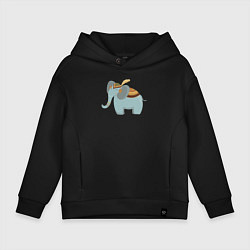 Толстовка оверсайз детская Cute elephant, цвет: черный