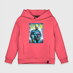 Толстовка оверсайз детская Homer Simpson - neon glow ai art, цвет: коралловый