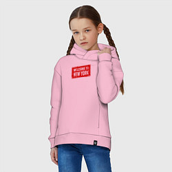 Толстовка оверсайз детская Welcome to New York, цвет: светло-розовый — фото 2