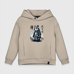 Толстовка оверсайз детская Panda samurai - bushido ai art fantasy, цвет: миндальный