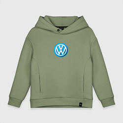 Толстовка оверсайз детская Volkswagen logo blue, цвет: авокадо