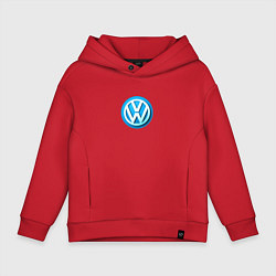 Толстовка оверсайз детская Volkswagen logo blue, цвет: красный