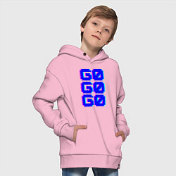 Толстовка оверсайз детская Надпись синего цвета go go go, цвет: светло-розовый — фото 2