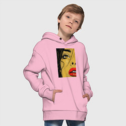 Толстовка оверсайз детская Женский портрет поп-арт, цвет: светло-розовый — фото 2