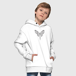 Толстовка оверсайз детская Силуэт бабочки с вертикальной надписью, цвет: белый — фото 2