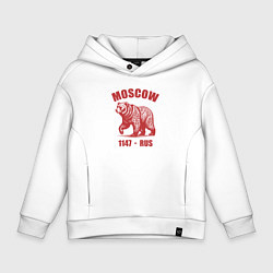Толстовка оверсайз детская Город Москва 1147 год медведь ретро стиль, цвет: белый