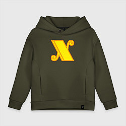 Толстовка оверсайз детская Знак X, цвет: хаки