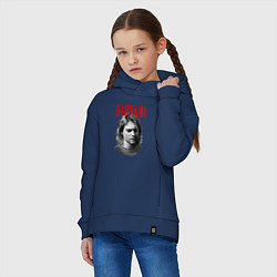 Толстовка оверсайз детская Nirvana kurt donald cobain, цвет: тёмно-синий — фото 2