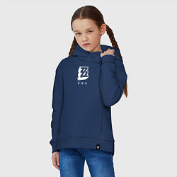 Толстовка оверсайз детская Zenless Zone Zero logo, цвет: тёмно-синий — фото 2
