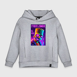 Толстовка оверсайз детская Bart Simpson cyber zombie - halloween ai art, цвет: меланж