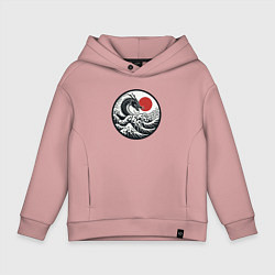 Толстовка оверсайз детская Дракон в японском ретро стиле, цвет: пыльно-розовый