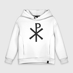 Толстовка оверсайз детская Хризма Лабарум Рима - сим победиши, цвет: белый