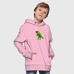 Толстовка оверсайз детская Зеленый попугай, цвет: светло-розовый — фото 2