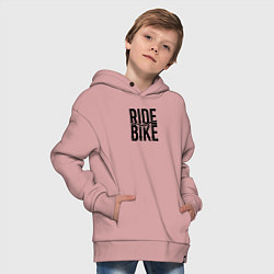 Толстовка оверсайз детская Black ride bike, цвет: пыльно-розовый — фото 2