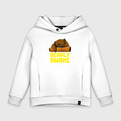 Толстовка оверсайз детская Bearly awake, цвет: белый