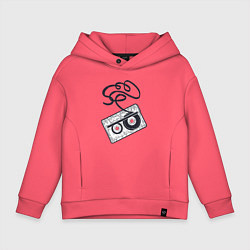 Толстовка оверсайз детская Аудиокассета, цвет: коралловый