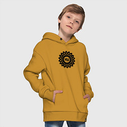 Толстовка оверсайз детская Мы в круговом орнаменте из рук, цвет: горчичный — фото 2