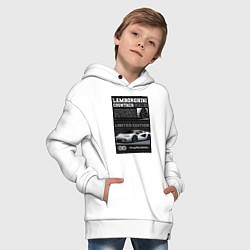 Толстовка оверсайз детская Lamborghini countach, цвет: белый — фото 2