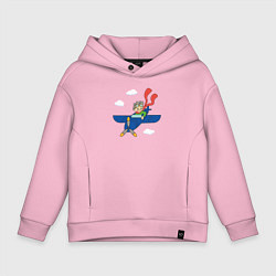 Толстовка оверсайз детская Мальчик пилот и самолет, цвет: светло-розовый