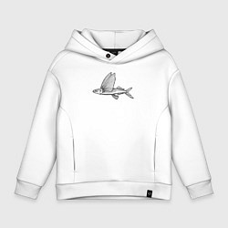 Толстовка оверсайз детская Летучая рыба, цвет: белый