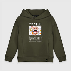 Толстовка оверсайз детская Monkey D Luffy - wanted, цвет: хаки