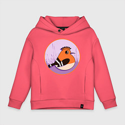 Толстовка оверсайз детская Птица Удод с ирокезом, цвет: коралловый
