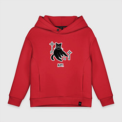 Толстовка оверсайз детская Сидящий кот, цвет: красный