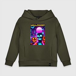 Толстовка оверсайз детская Minecraft and halloween- vaporwave, цвет: хаки